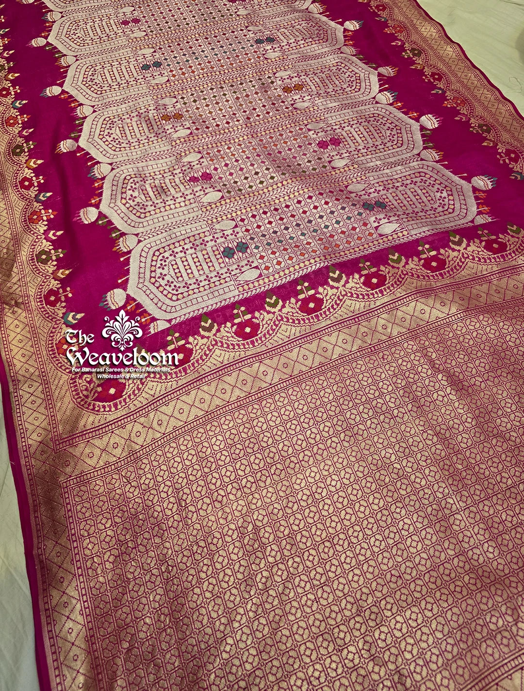 Rani Colour Banarasi Saree - Pure Tussar Georgette Meenakari Saree by The Weaveloom