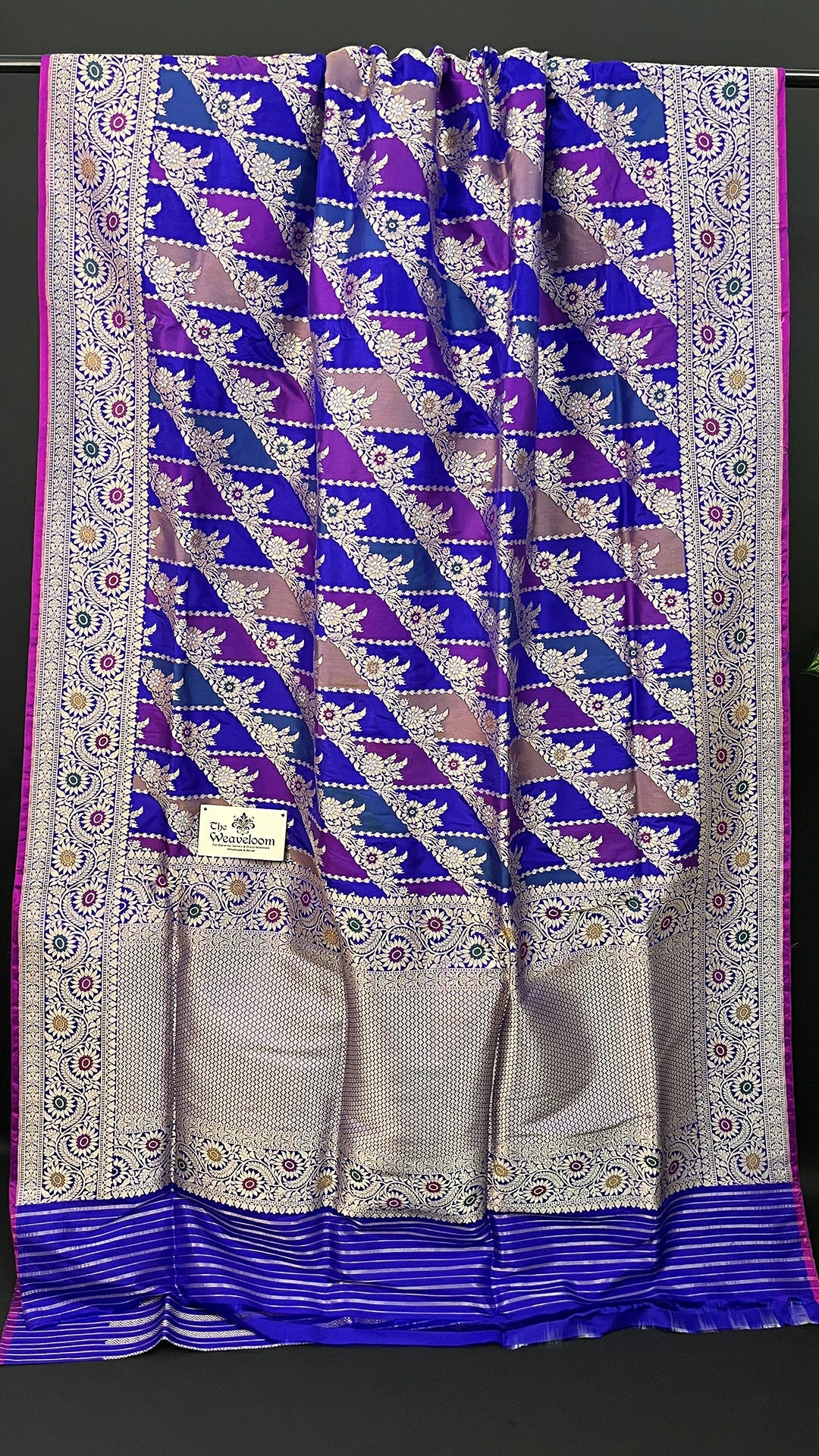 Rangkat Multicolor Katan Silk Meenakari Handloom Kadwa Weave Banarasi Saree by The Weaveloom