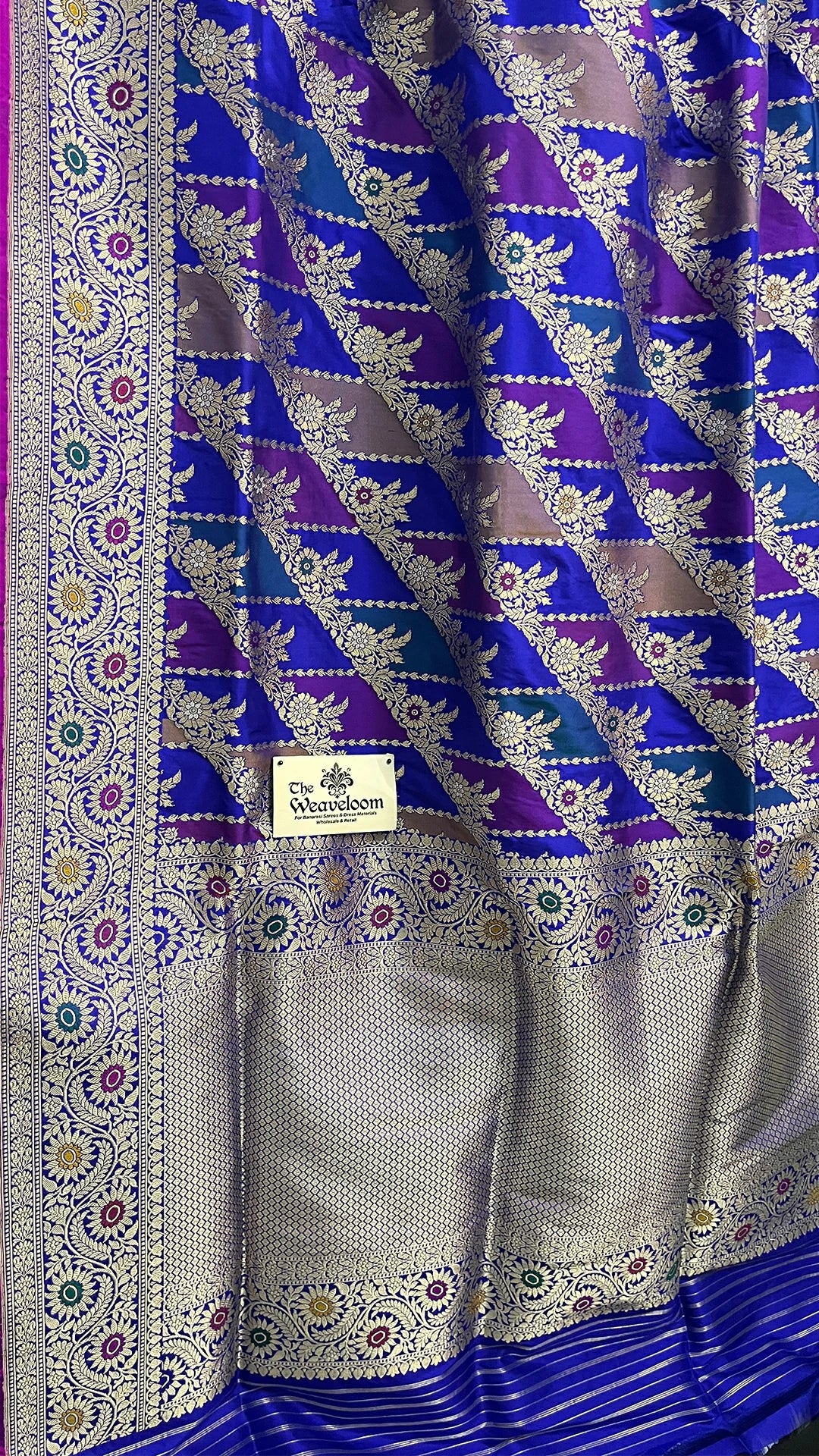 Rangkat Multicolor Katan Silk Meenakari Handloom Kadwa Weave Banarasi Saree by The Weaveloom