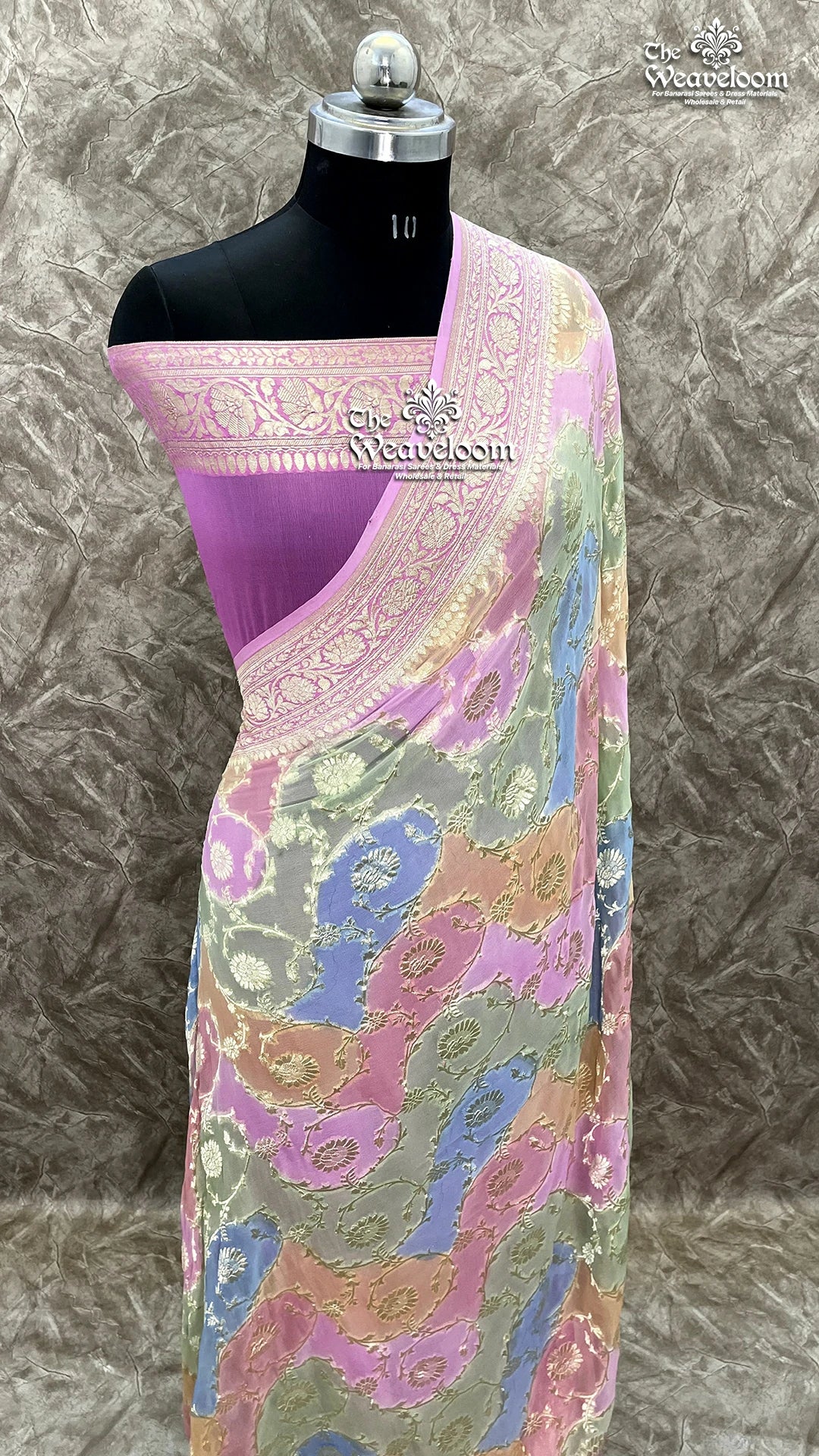 Rangkat Multicolour Khaddi Georgette Banarasi Saree - The Weaveloom