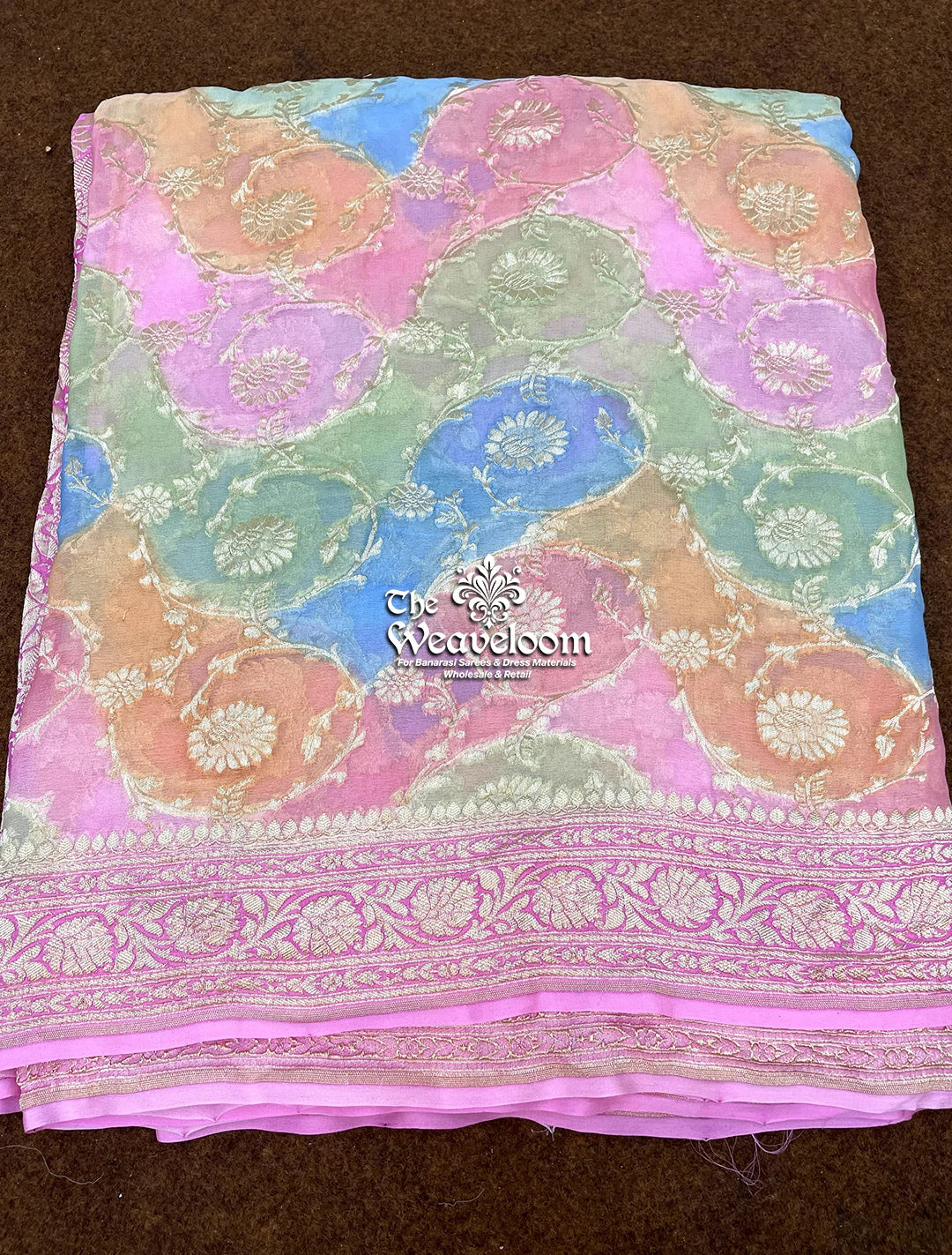 Rangkat Multicolour Khaddi Georgette Banarasi Saree - The Weaveloom