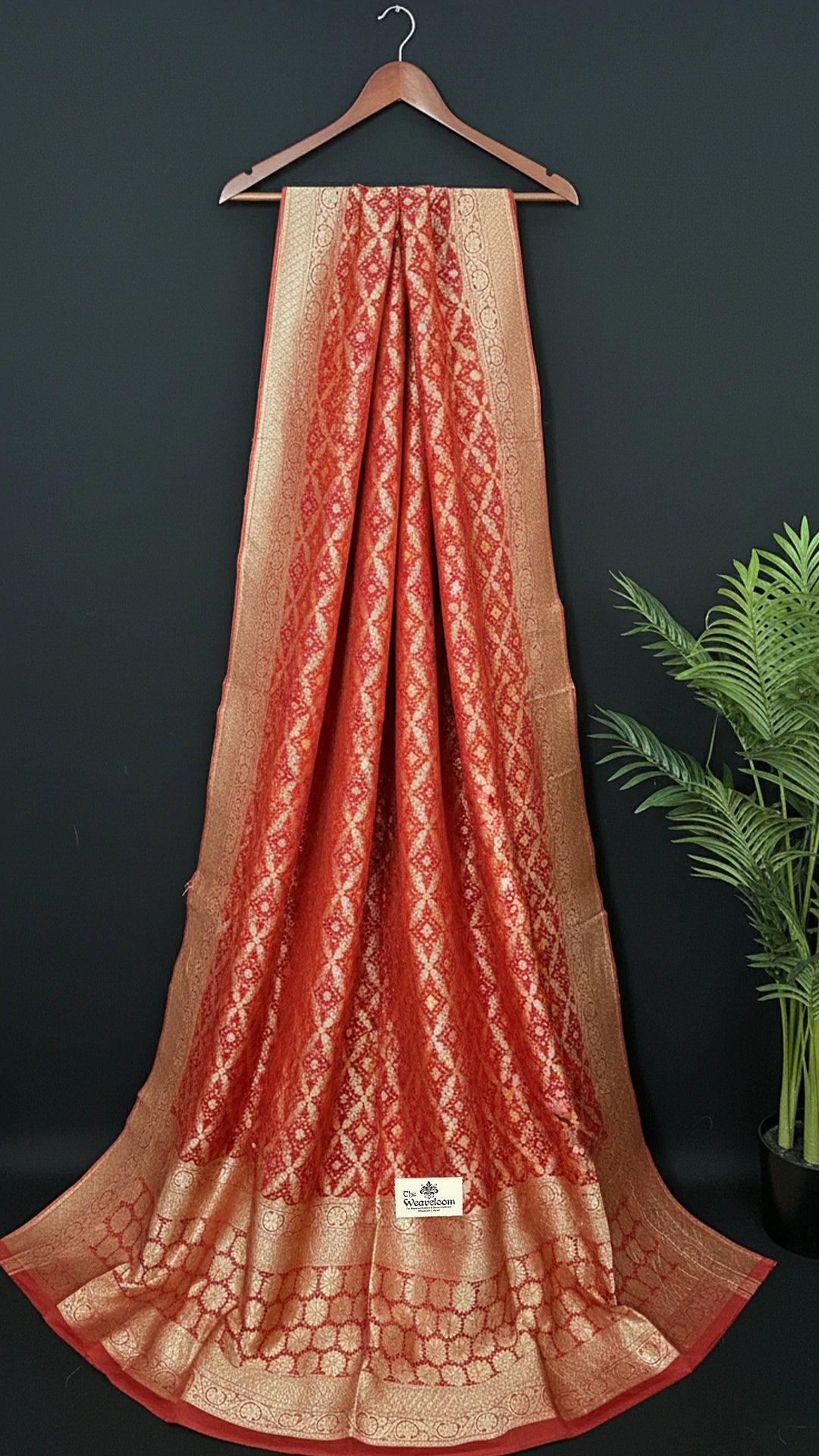 Red Pure Viscose Georgette Bandhej Meenakari Dupatta - The Weaveloom