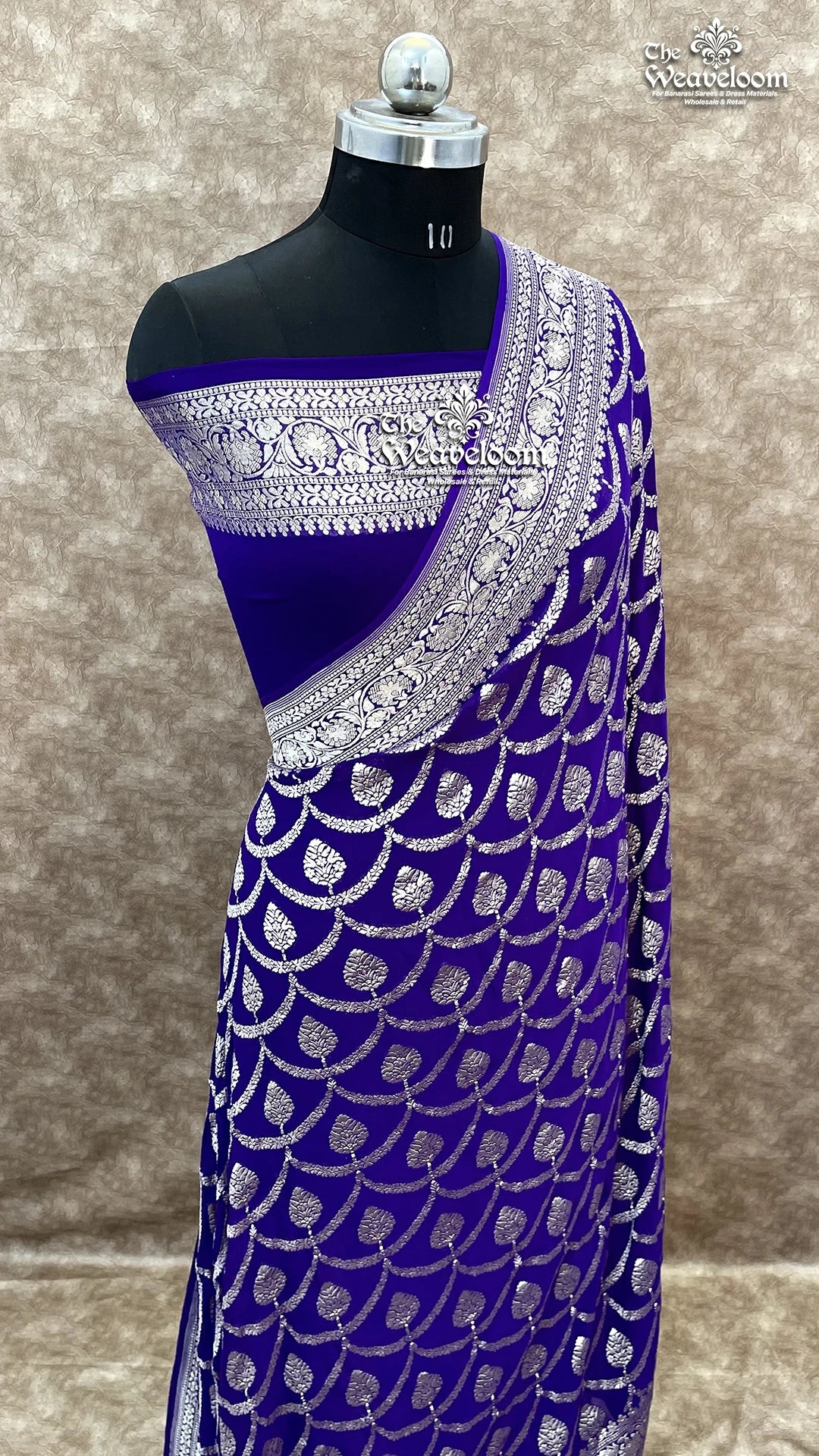 Royal Blue Khaddi Georgette Banarasi Saree with Water Zari Work