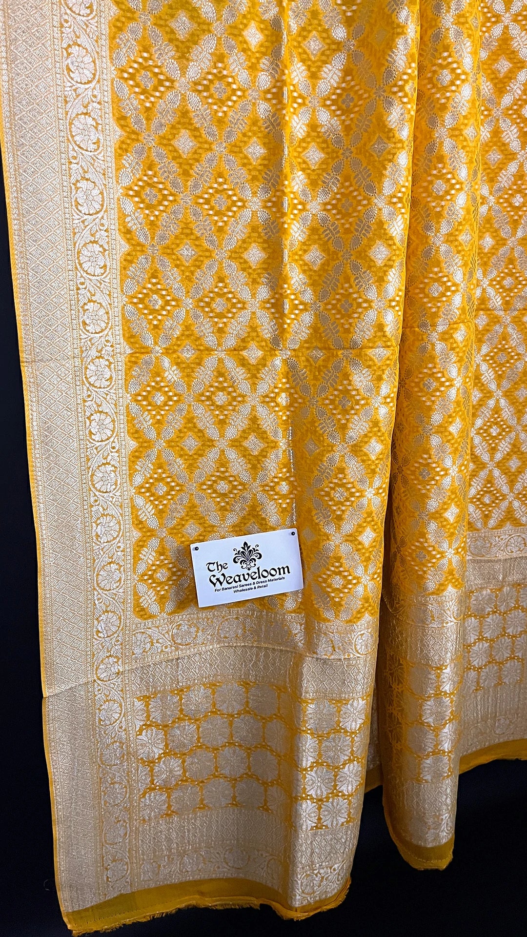 Yellow Pure Viscose Georgette Bandhej Meenakari Style Dupatta - The Weaveloom