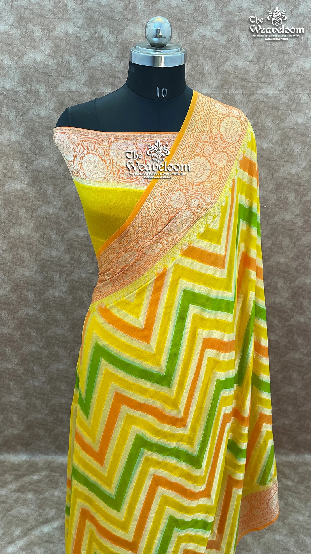 Rangkat Multi Colour Yellow - Pure Khaddi Chiffon Banarasi Saree by The Weaveloom