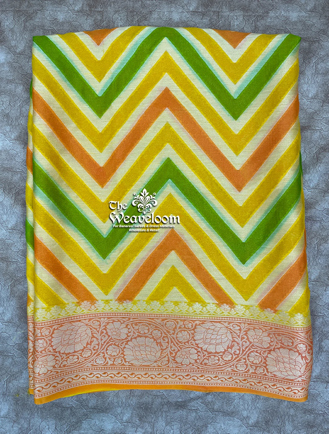 Rangkat Multi Colour Yellow - Pure Khaddi Chiffon Banarasi Saree by The Weaveloom
