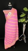Baby Pink Crepe Georgette Pure Banarasi Saree with Meenakari Dots - The Weaveloom