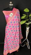 Baby Pink Crepe Georgette Pure Banarasi Saree Rangkat Multicolor - The Weaveloom