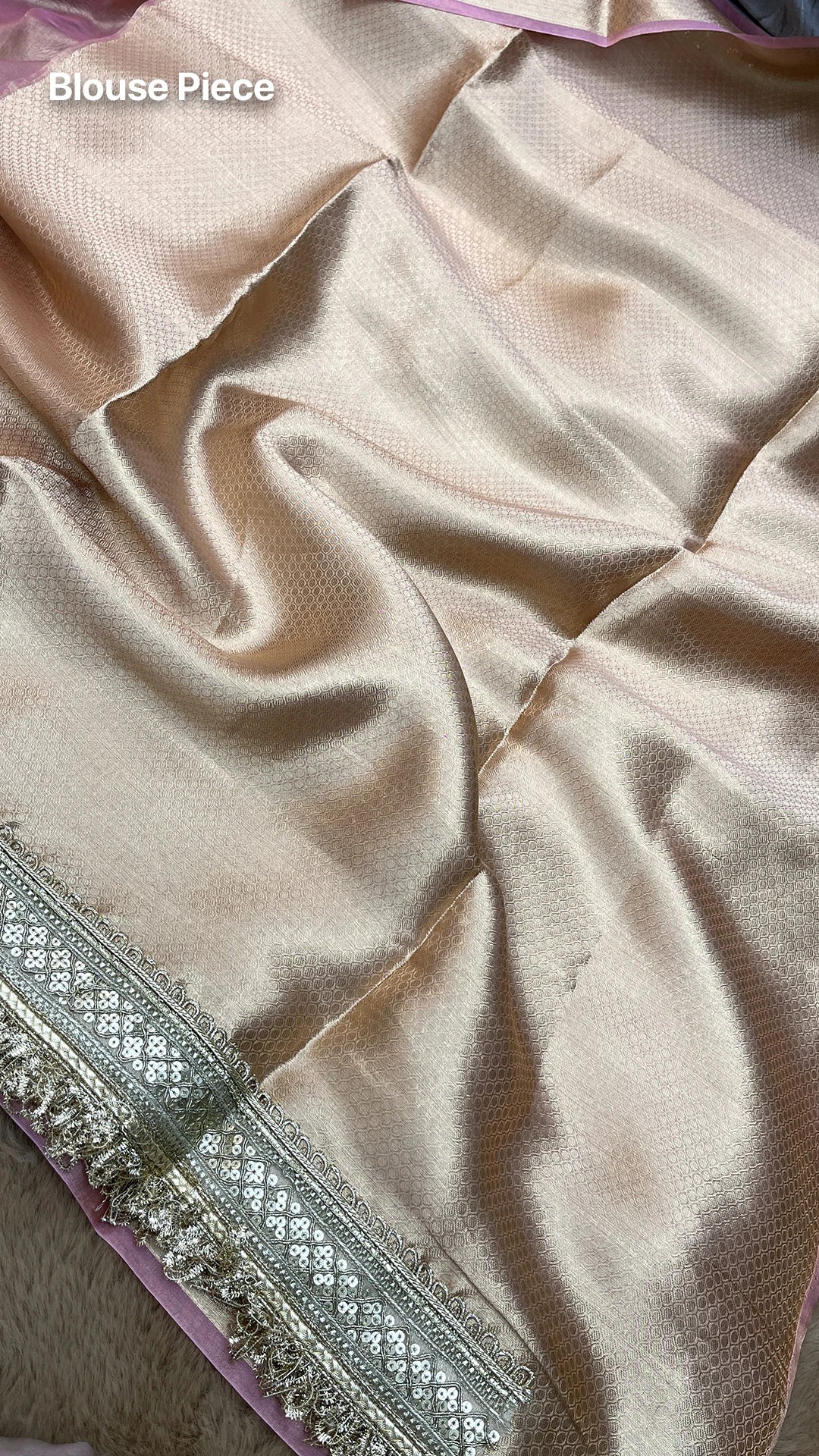 Baby Pink Floral Tissue Silk Pure Banarasi Saree by The Weaveloom
