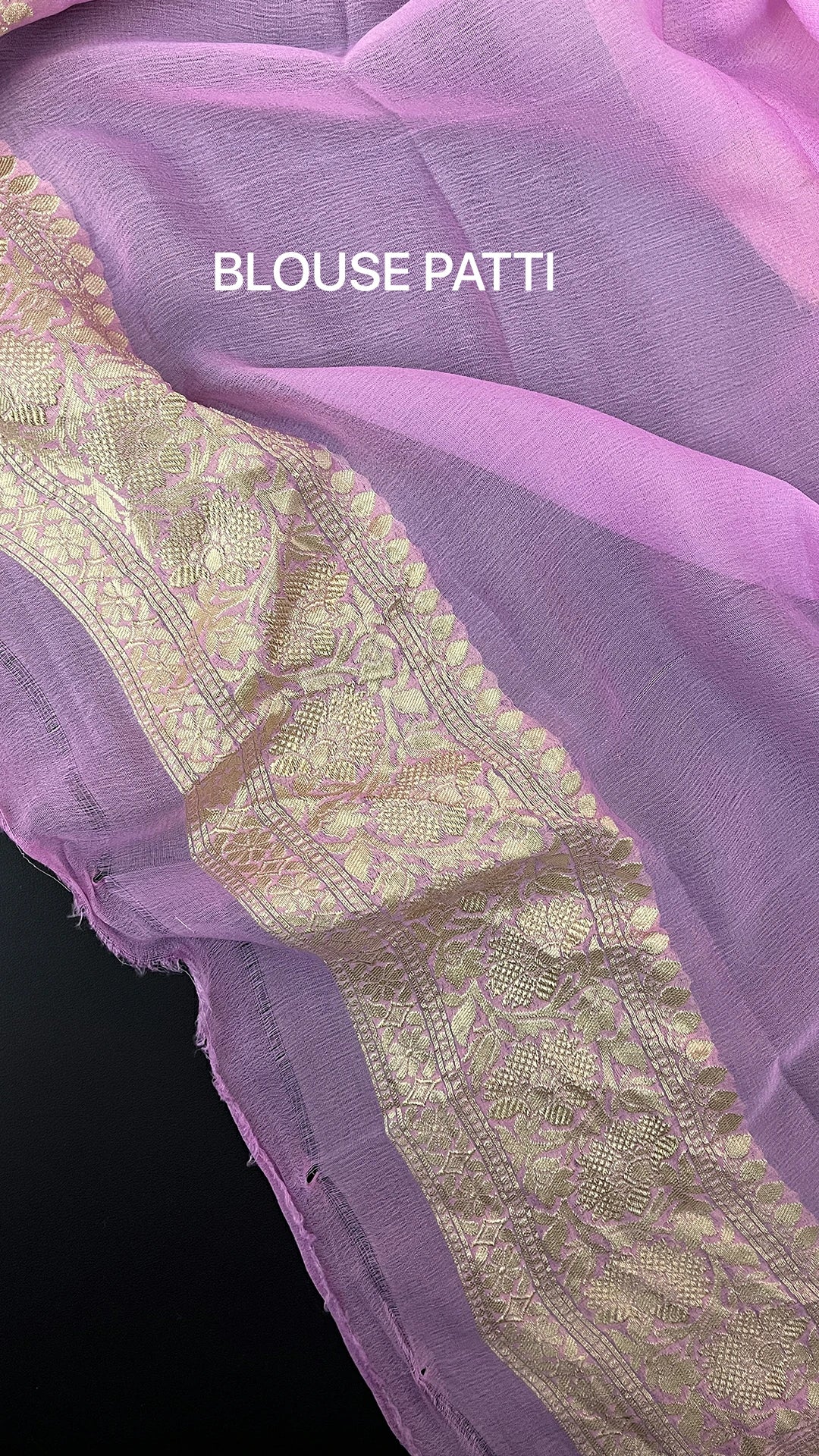 Baby Pink Khaddi Georgette Pure Banarasi Saree with Water Zari Motifs by The Weaveloom