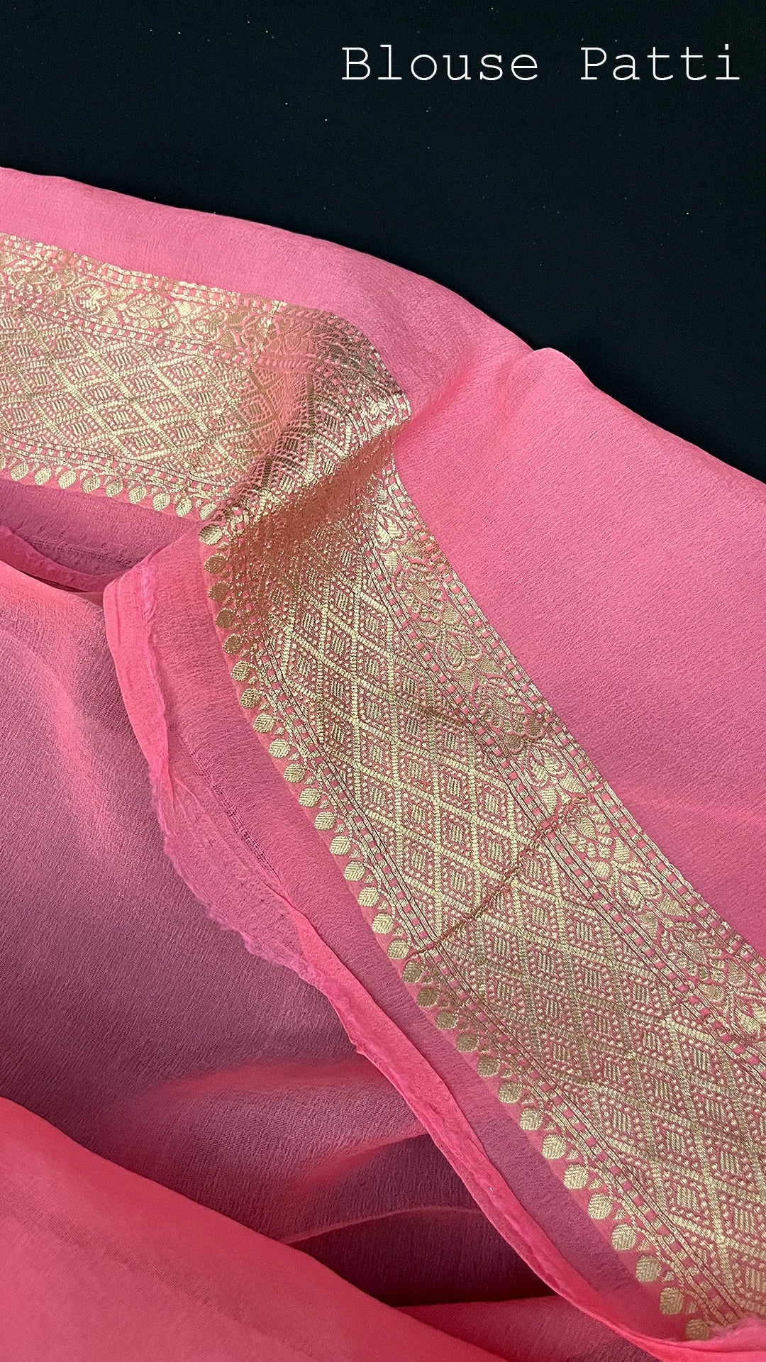 Baby Pink Khaddi Georgette Pure Banarasi Saree with Water Zari Zigzag Pattern by The Weaveloom