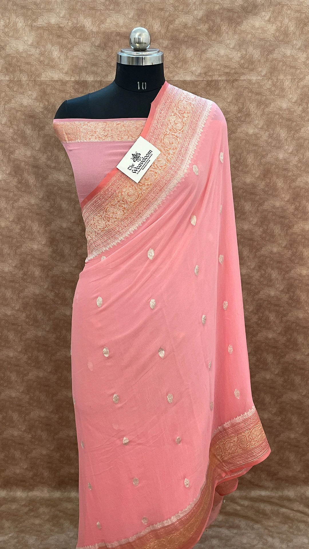 Baby Pink - Pure Khaddi Georgette Kadwa Handloom Banarasi Saree - Silver Zari