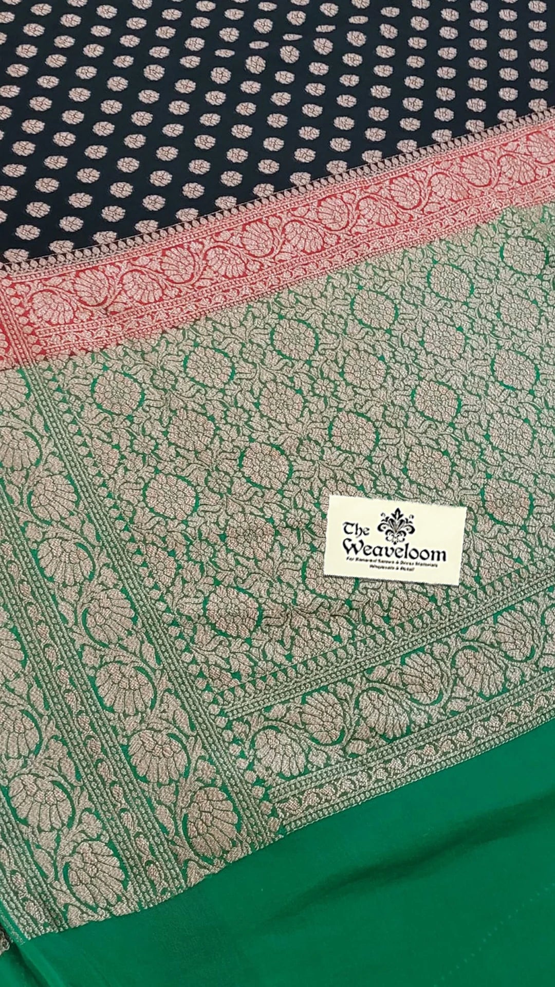 Black Khaddi Georgette Pure Banarasi Saree Antique Zari – The Weaveloom