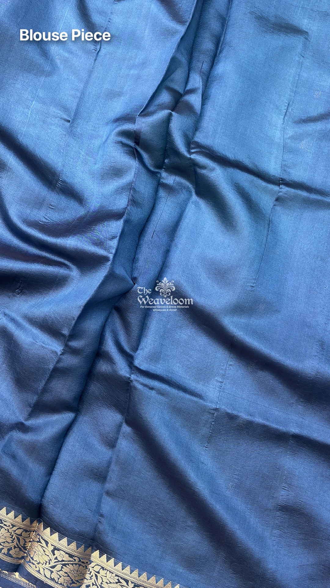 Blue and Dusty Green Dual-Shade Booti Motif Pure Banarasi Saree by The Weaveloom
