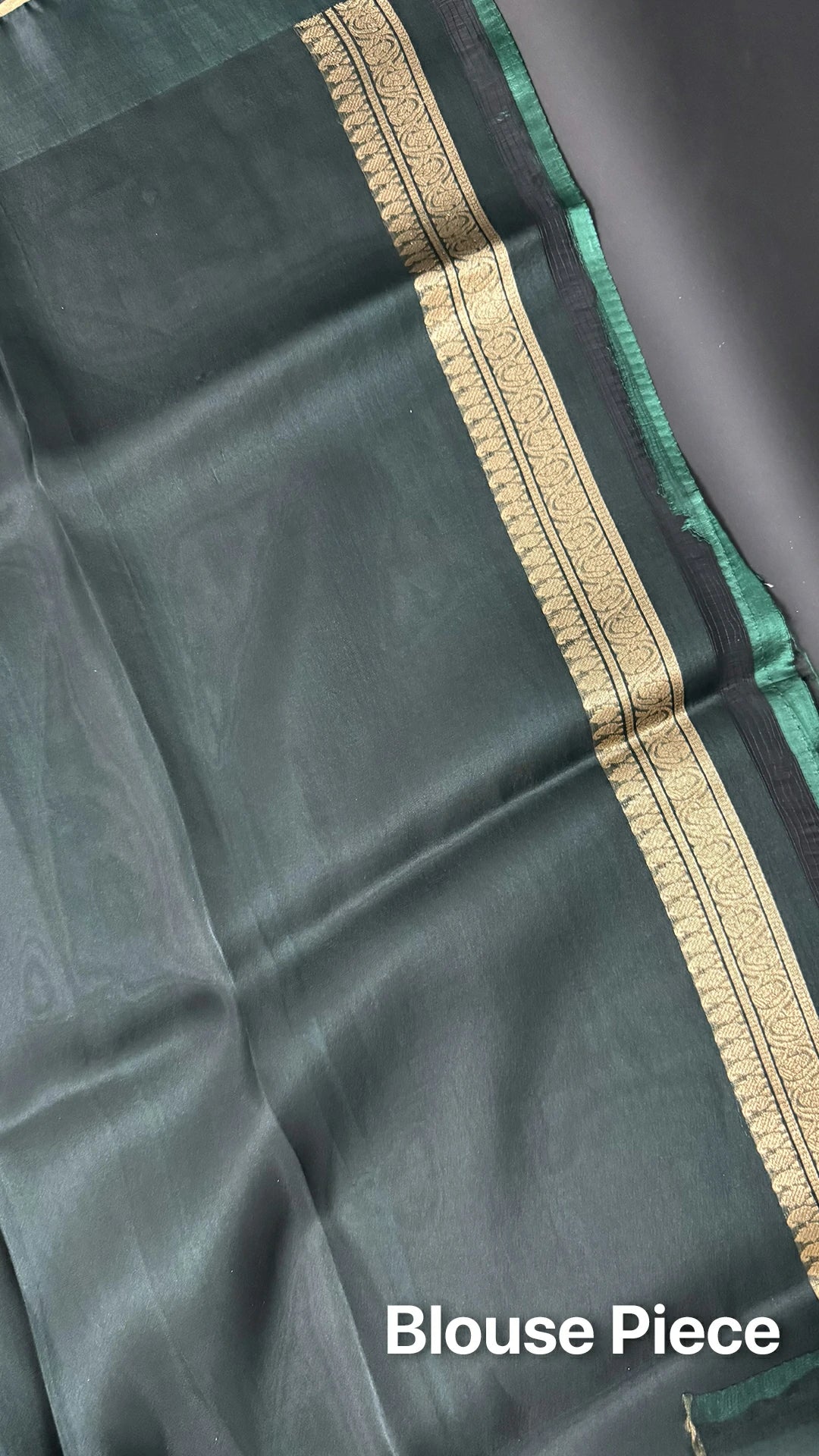 The Weaveloom bottle green kora silk pure banarasi saree sona rupa zari buti broad border
