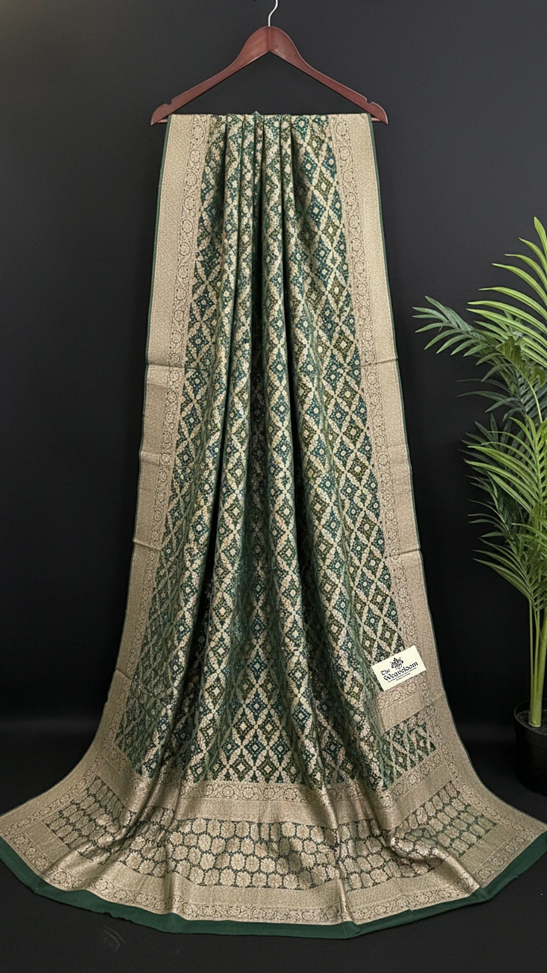 Bottle Green Pure Viscose Georgette Bandhej Meenakari Style Dupatta - The Weaveloom