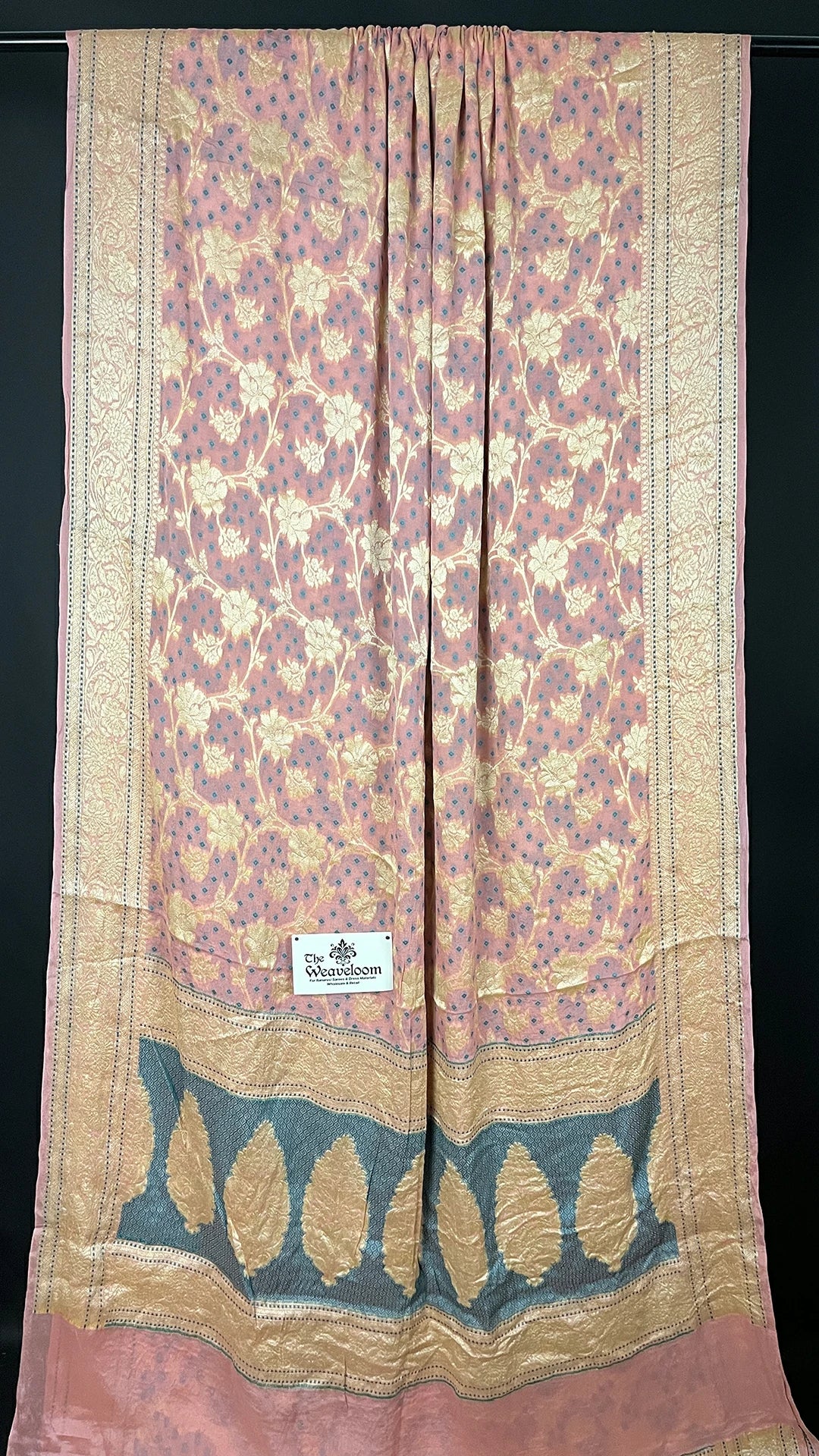 Copper Pure Crepe Georgette Banarasi Saree with Meenakari Work – The Weaveloom