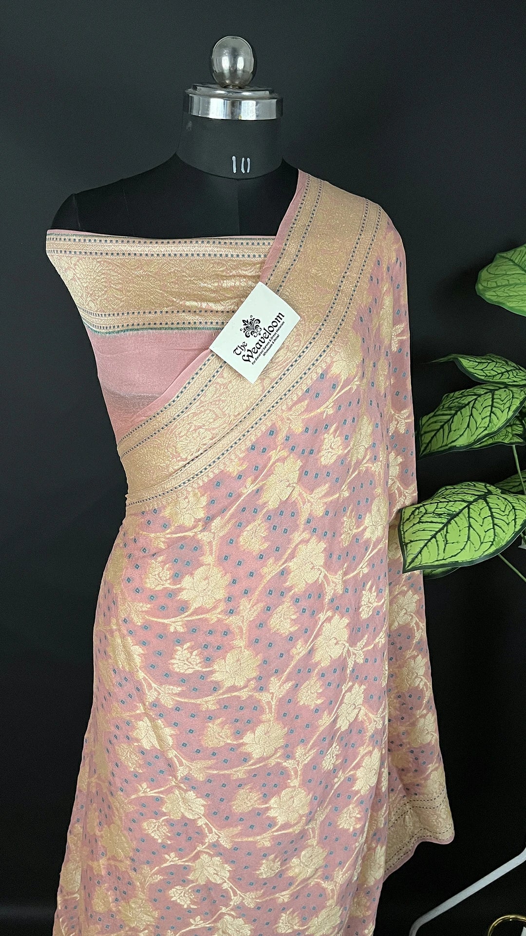 Copper Pure Crepe Georgette Banarasi Saree with Meenakari Work – The Weaveloom