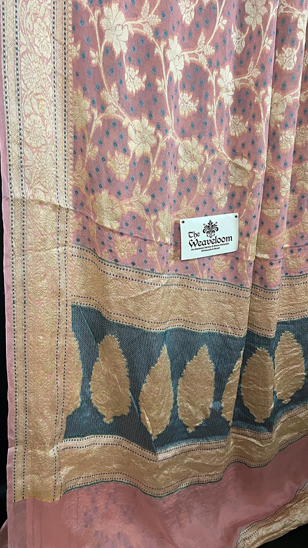 Copper Pure Crepe Georgette Banarasi Saree with Meenakari Work – The Weaveloom