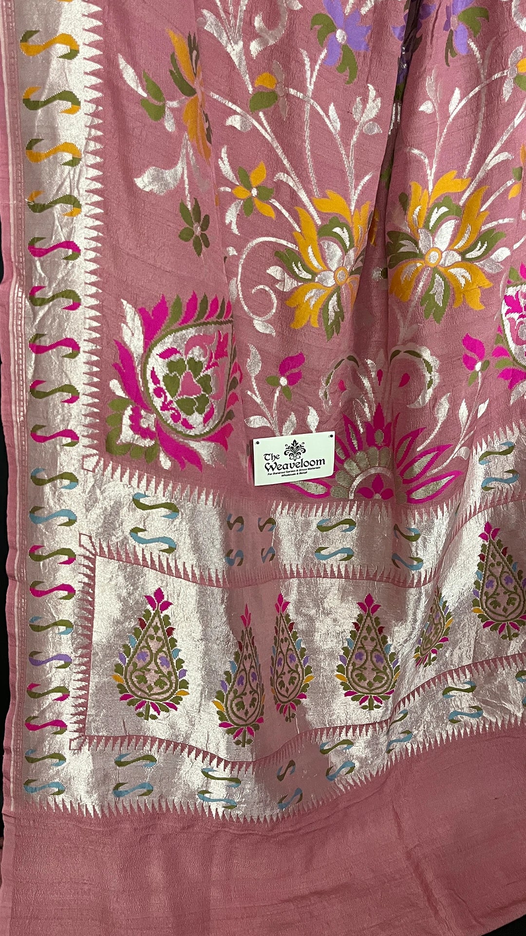 Copper Tussar Georgette Pure Banarasi Saree with Meenakari by The Weaveloom