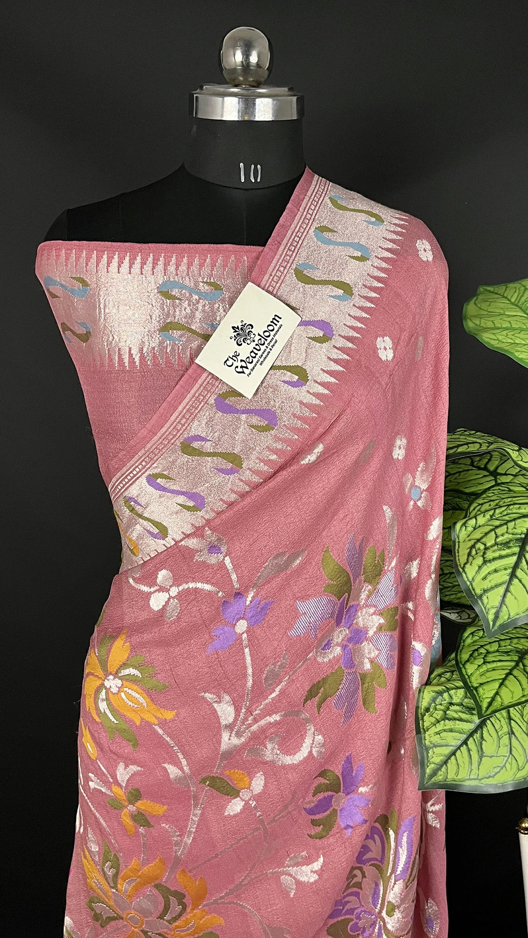 Copper Tussar Georgette Pure Banarasi Saree with Meenakari by The Weaveloom