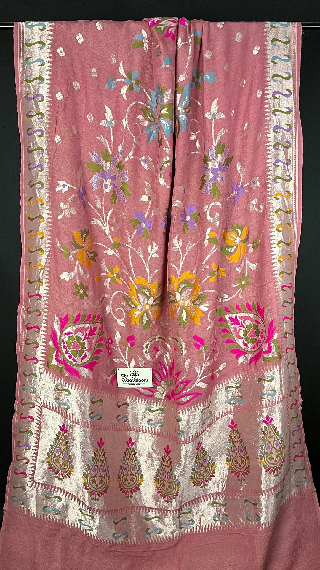 Copper Tussar Georgette Pure Banarasi Saree with Meenakari by The Weaveloom