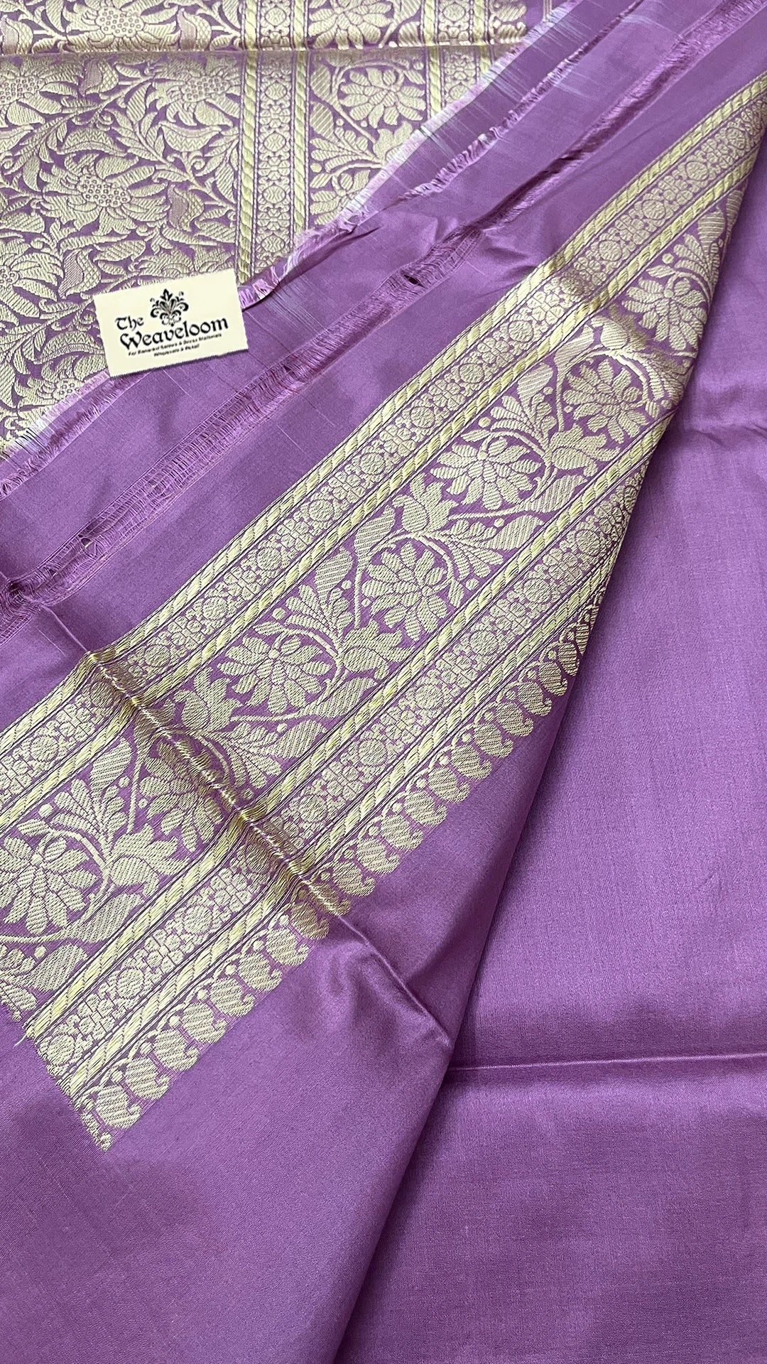 Dusty Magenta Pure Katan Silk Banarasi Saree with Sona Rupa Zari Buti by The Weaveloom