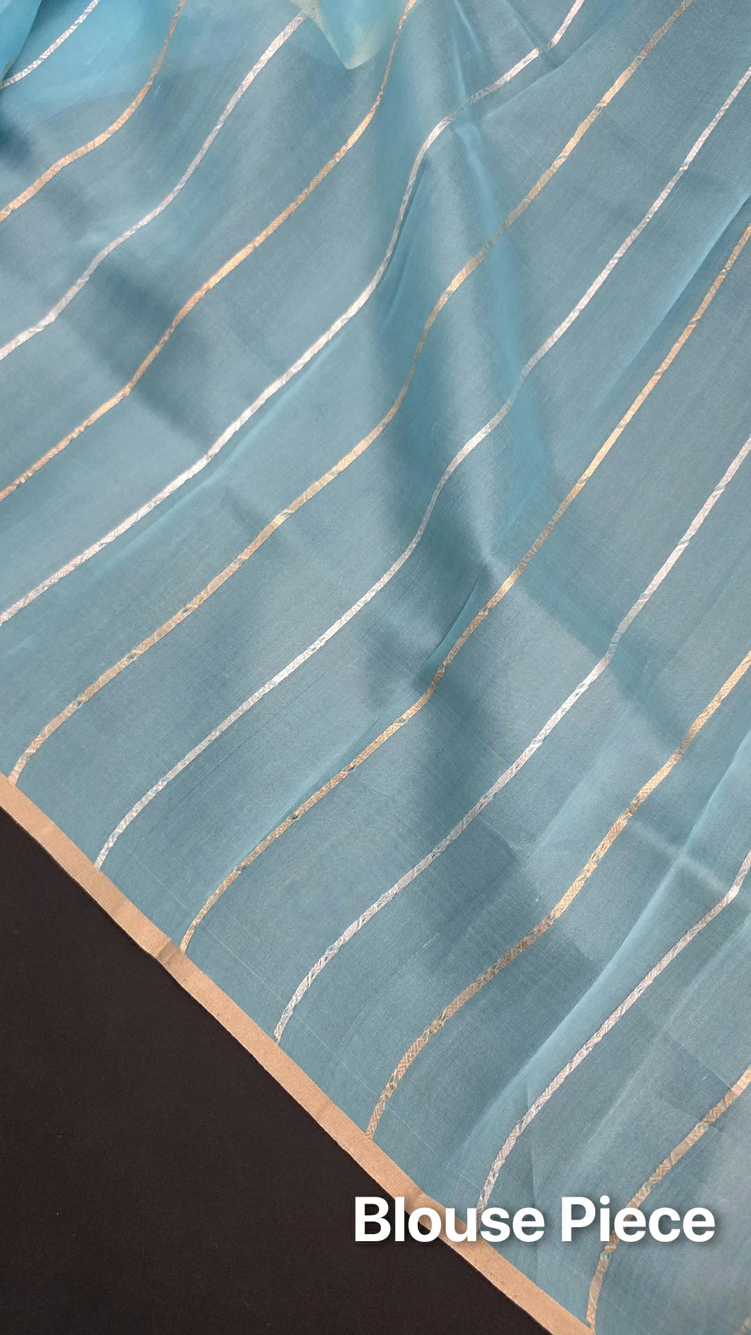 Firozi Blue Kora Silk Banarasi Saree with Sona Rupa Zari Wave Pattern by The Weaveloom