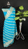 Firozi Crepe Georgette Pure Banarasi Saree Meenakari by The Weaveloom - Firozi turquoise saree with silver diagonal zari stripes and leaf-motif pallu