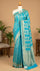 Firozi Khaddi Georgette Banarasi Saree with Silver Water Zari Striped Booti Pallu by The Weaveloom