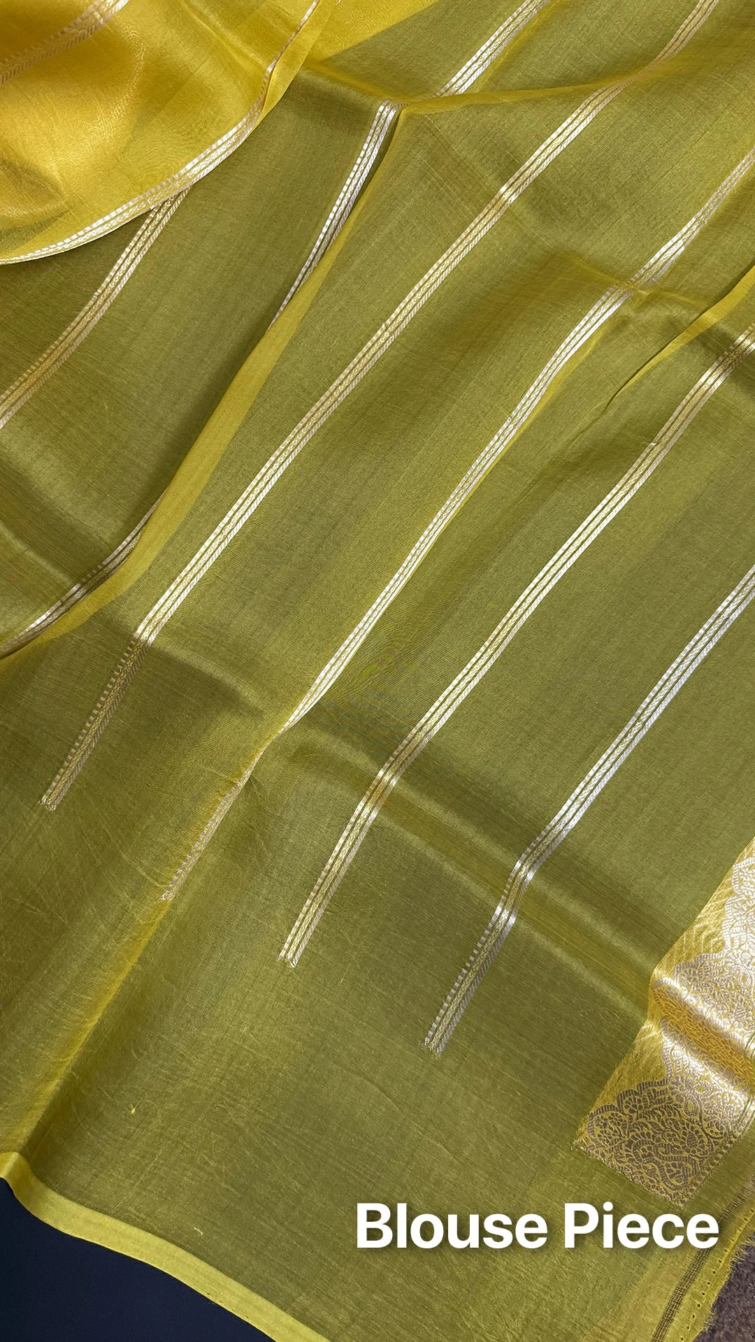 Gold Kora Silk Pure Handloom Banarasi Saree with Sona Rupa Zari Stripes Rich Pallu by The Weaveloom