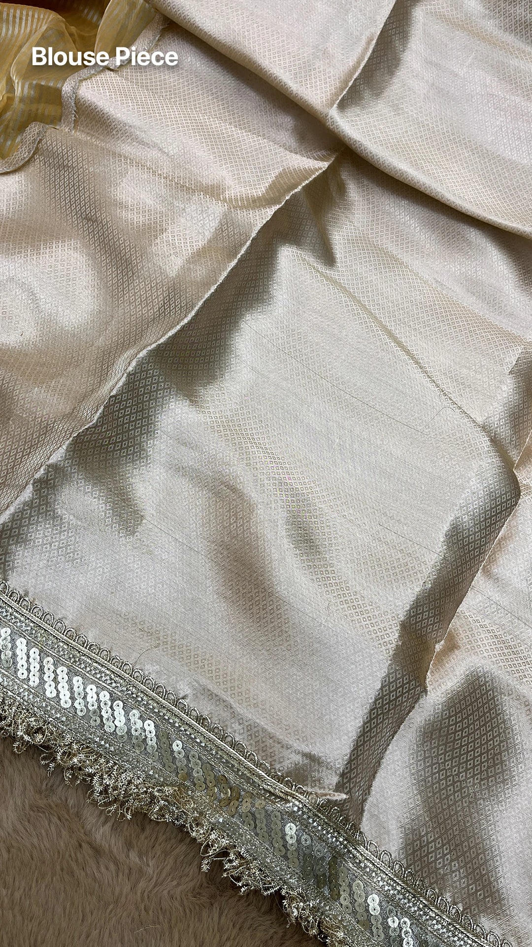 Gold Tissue Silk Pure Banarasi Saree with Sequin Lace Border by The Weaveloom