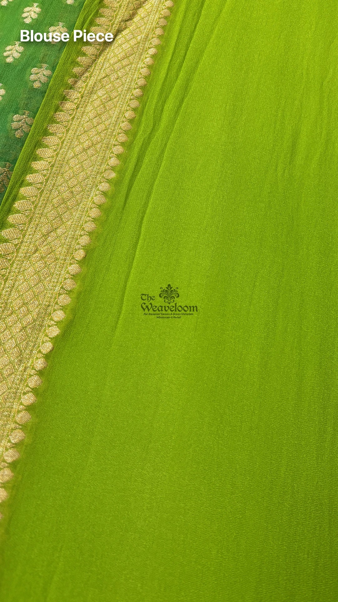 Green-Blue Shaded Booti Pure Crepe Georgette Banarasi Saree by The Weaveloom