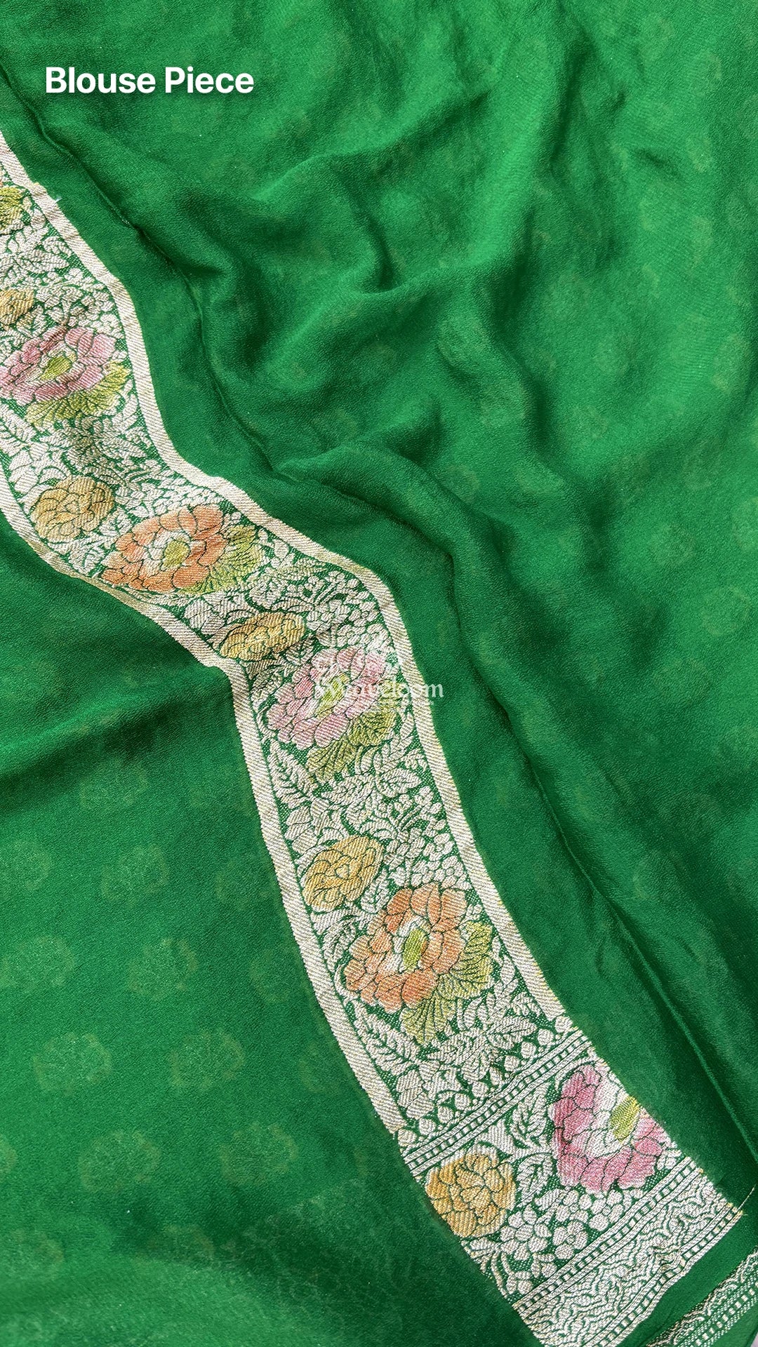 Green Booti Floral Crepe Georgette Pure Banarasi Saree by The Weaveloom