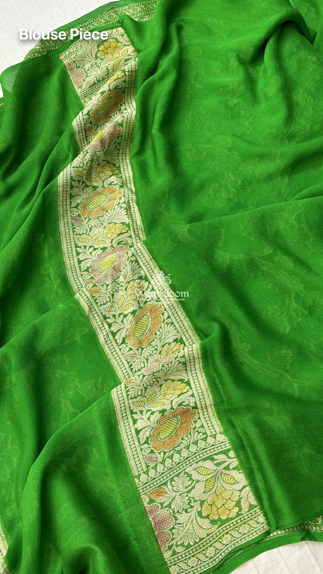 Green Floral Jaal Work Pure Crepe Georgette Banarasi Saree by The Weaveloom