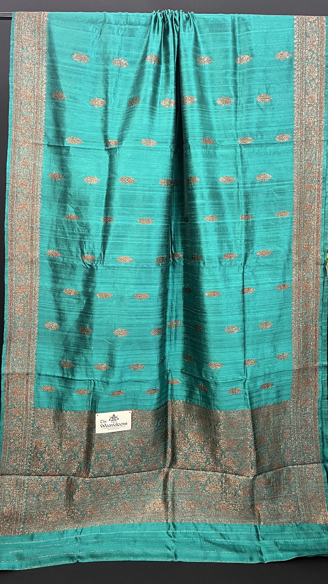 Green Raw Silk Pure Handloom Banarasi Saree with Antique Zari Buti & Rich Border by The Weaveloom