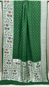 Green Tussar Georgette Pure Banarasi Saree with Meenakari Floral Work by The Weaveloom