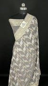 Grey Khaddi Georgette Pure Banarasi Saree Sona Rupa Zari The Weaveloom