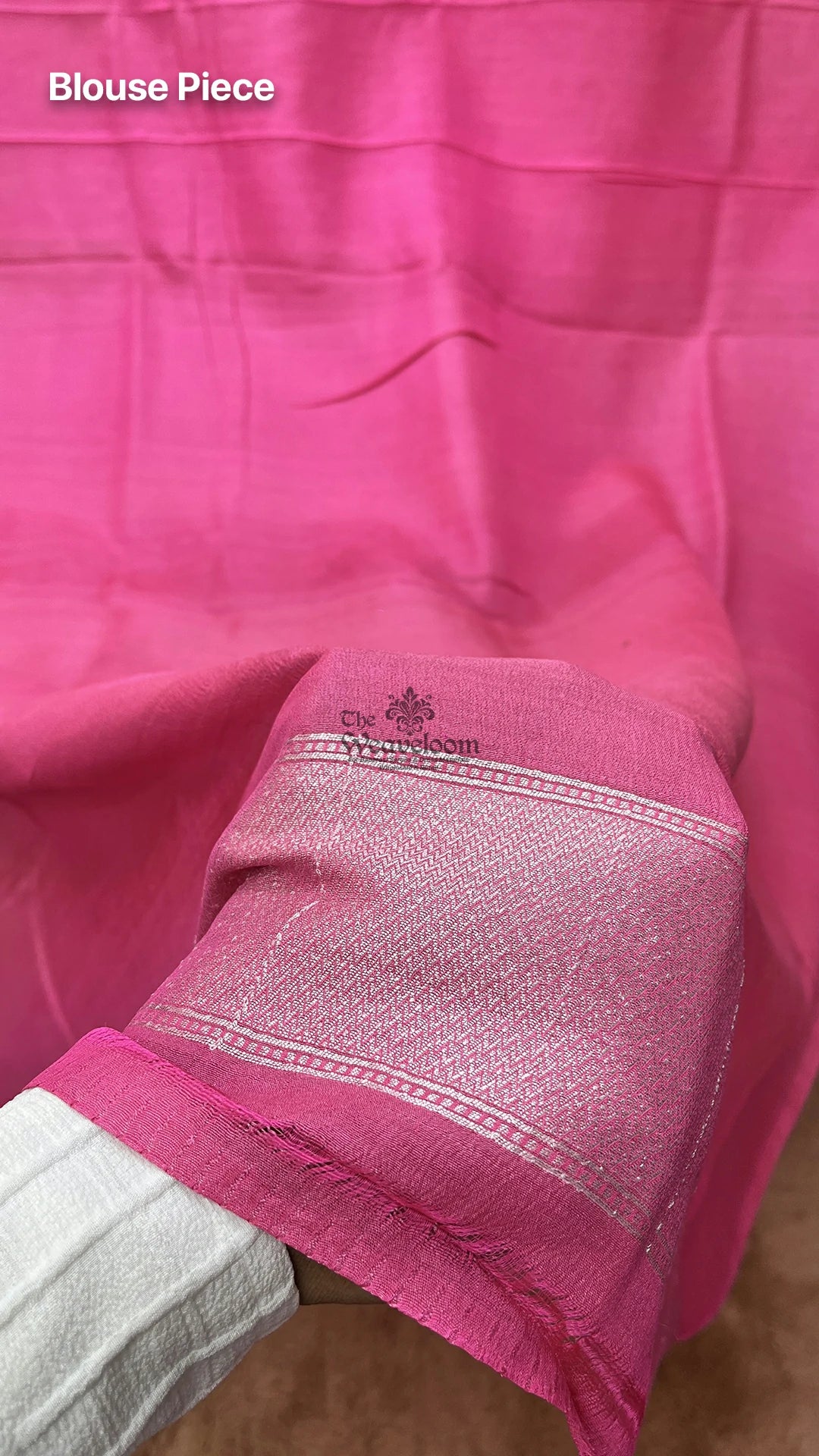 Hot Pink Meenakari Floral Tussar Georgette Pure Banarasi Saree by The Weaveloom