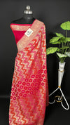 Hot Pink Pure Viscose Georgette Banarasi Saree with Bandhej Meenakari by The Weaveloom