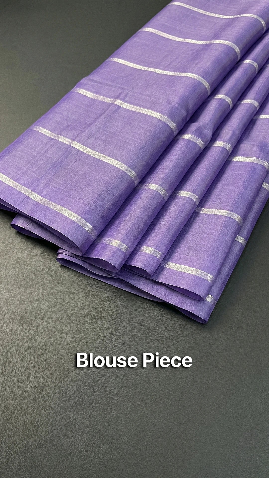 Lavender Kora Silk Banarasi Saree with Silver Zari Polka Motifs and Striped Blouse by The Weaveloom