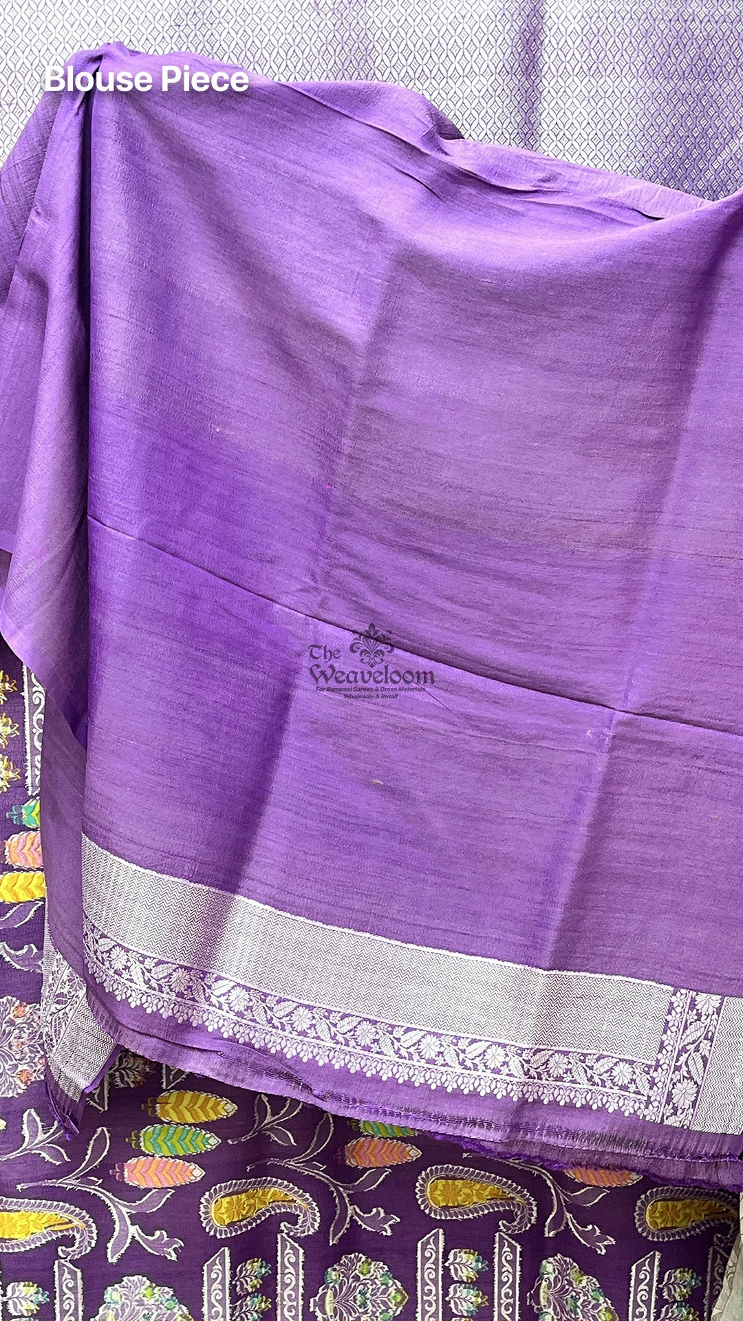 Lavender Meenakari Paisley Pure Tussar Georgette Banarasi Saree by The Weaveloom
