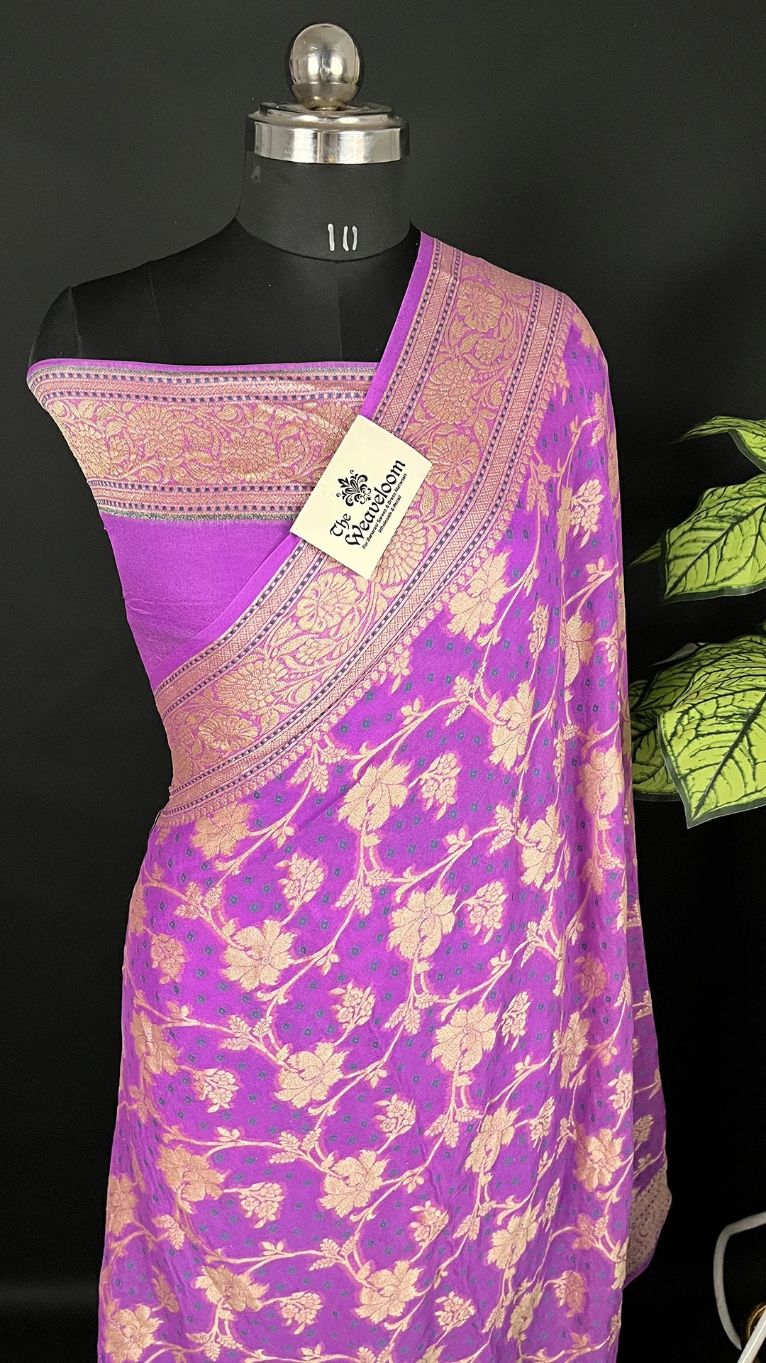 Lavender Pure Crepe Georgette Banarasi Saree with Meenakari Work – The Weaveloom