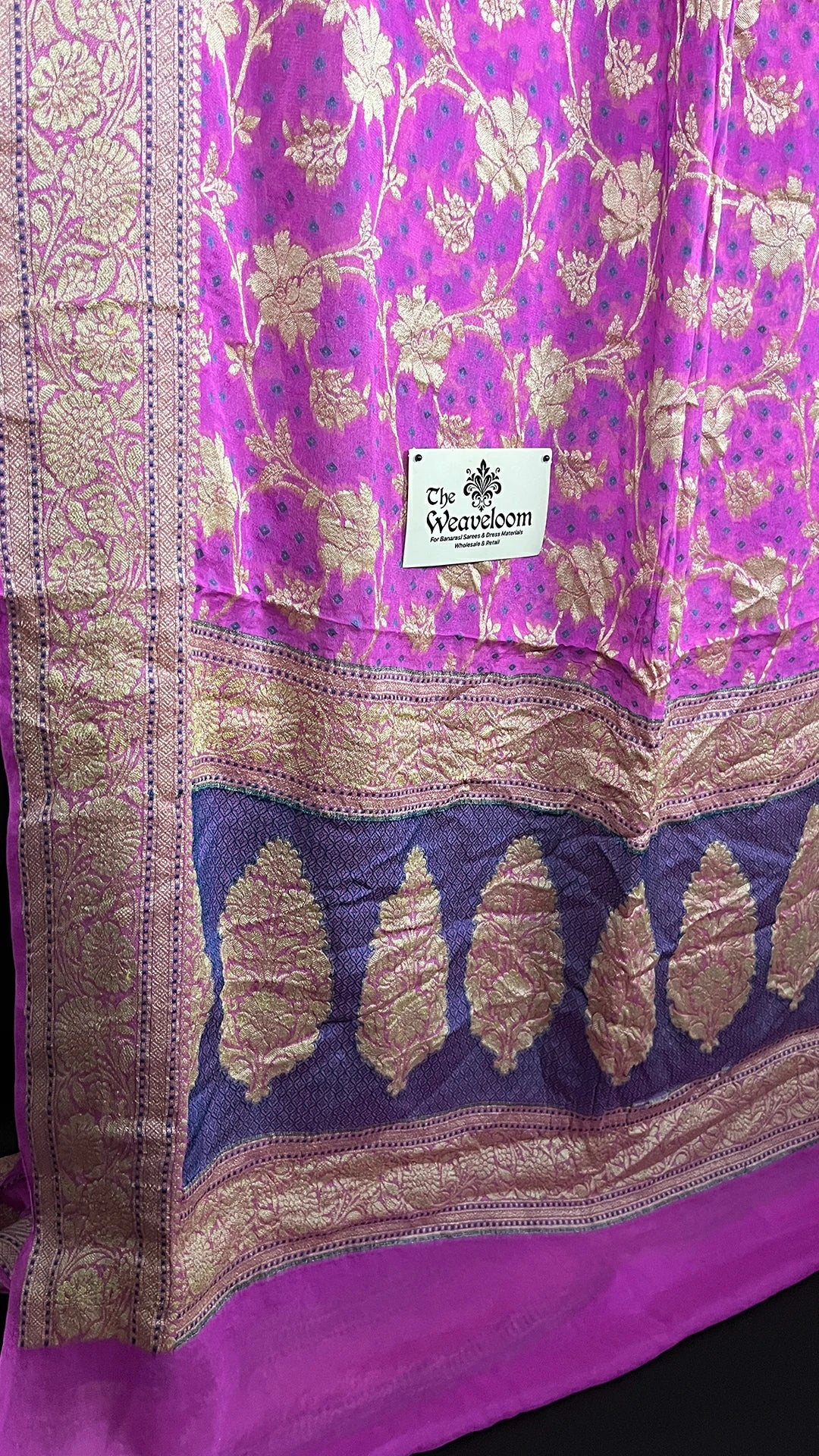 Lavender Pure Crepe Georgette Banarasi Saree with Meenakari Work – The Weaveloom