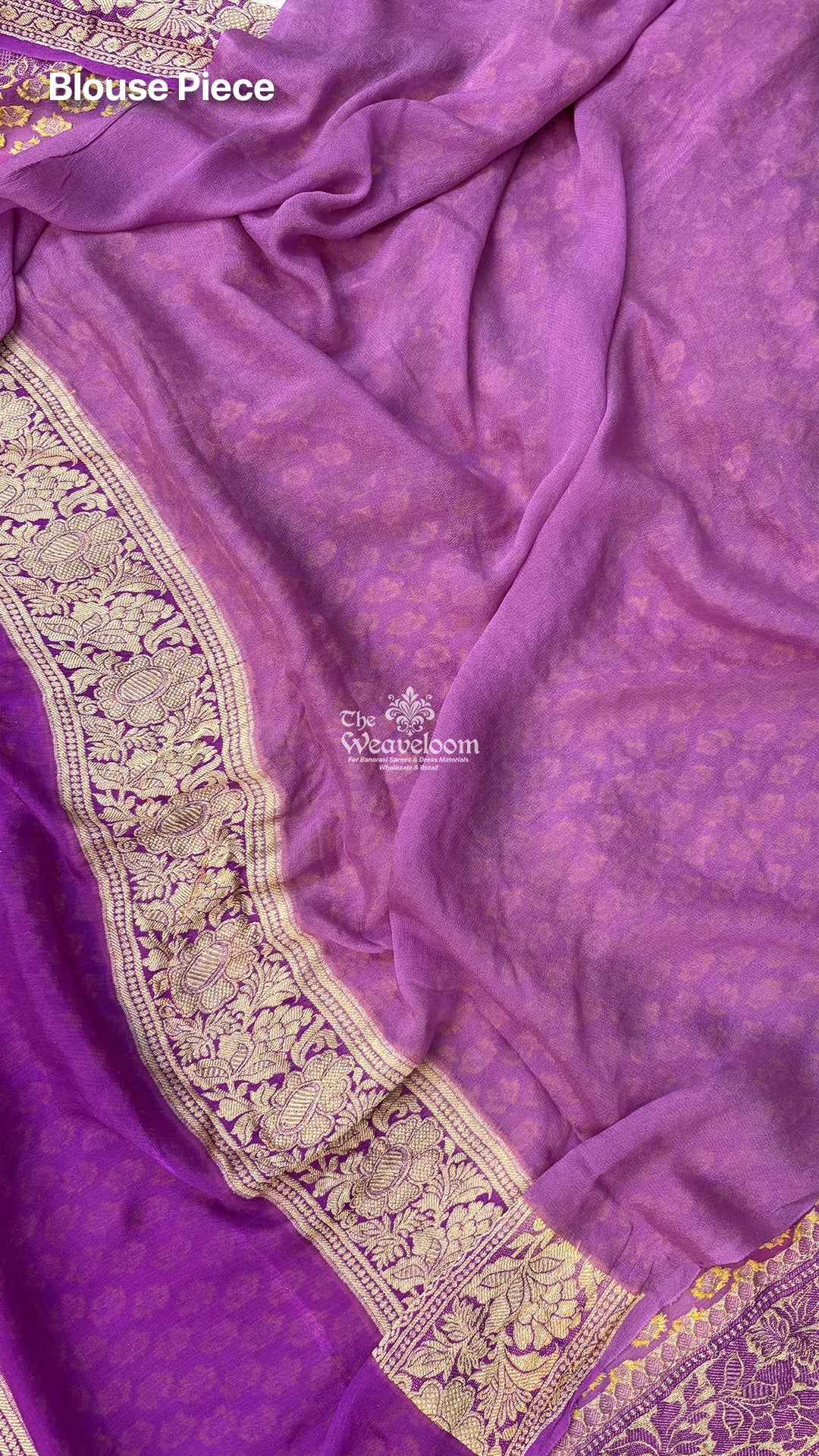 Lavender Rangkat Multicolor Buti Crepe Georgette Pure Banarasi Saree by The Weaveloom
