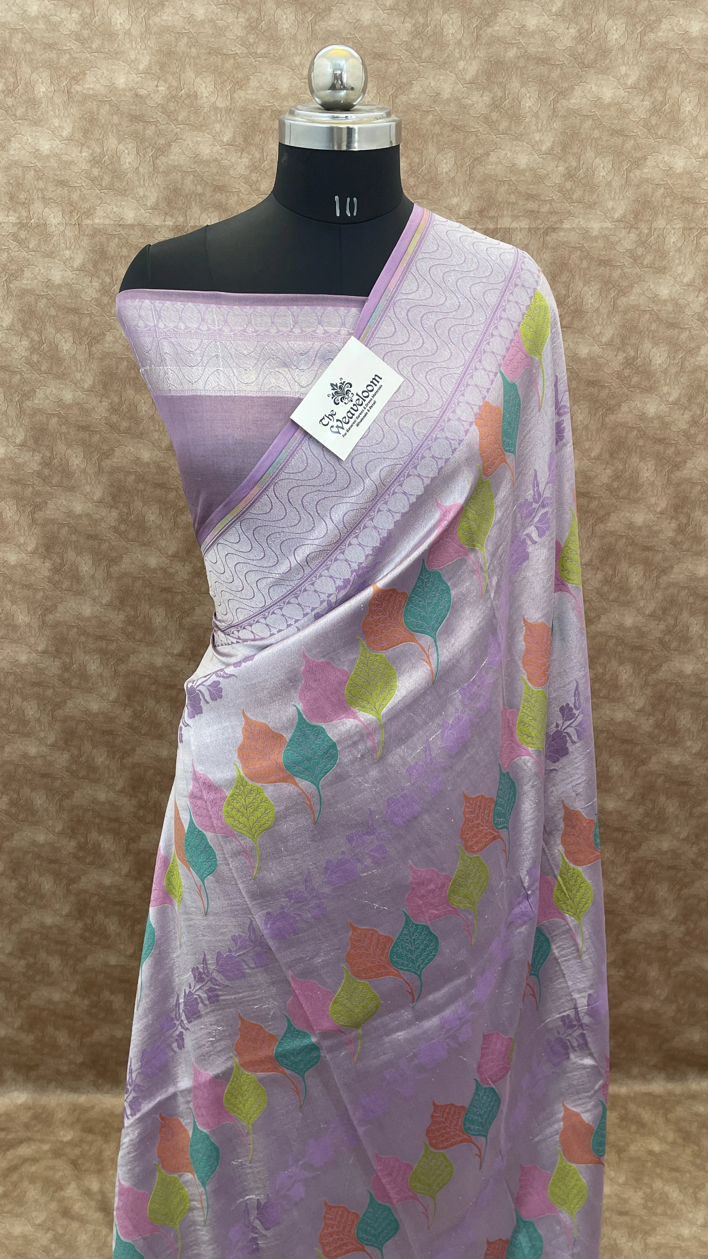 Lavender Tussar Georgette Brocade Banarasi Saree with Meenakari by The Weaveloom