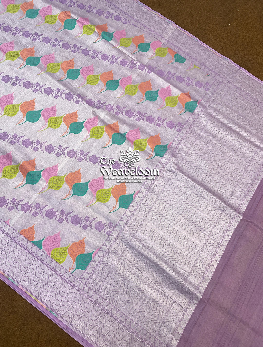 Lavender Tussar Georgette Brocade Banarasi Saree with Meenakari by The Weaveloom