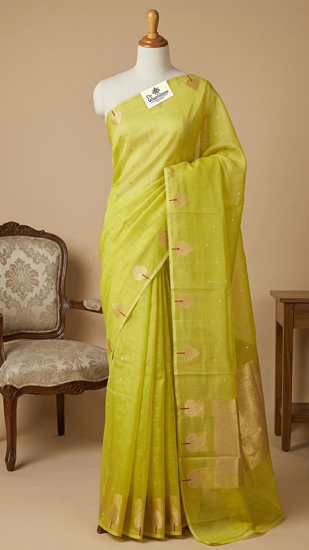 Lemon Yellow Kora Silk Handloom Banarasi Saree with Sona Rupa Zari Border The Weaveloom