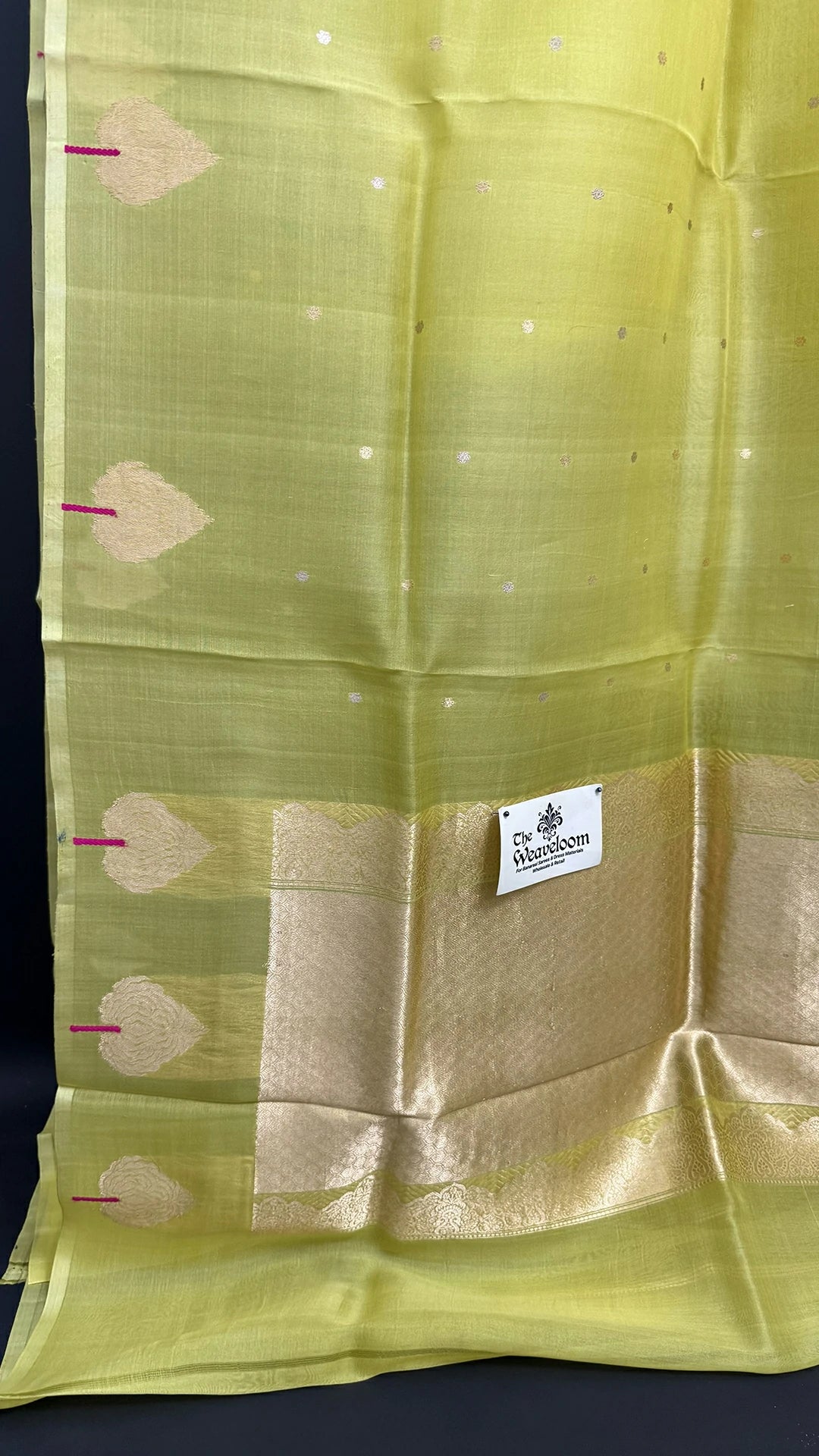 Lemon Yellow Kora Silk Handloom Banarasi Saree with Sona Rupa Zari Border The Weaveloom