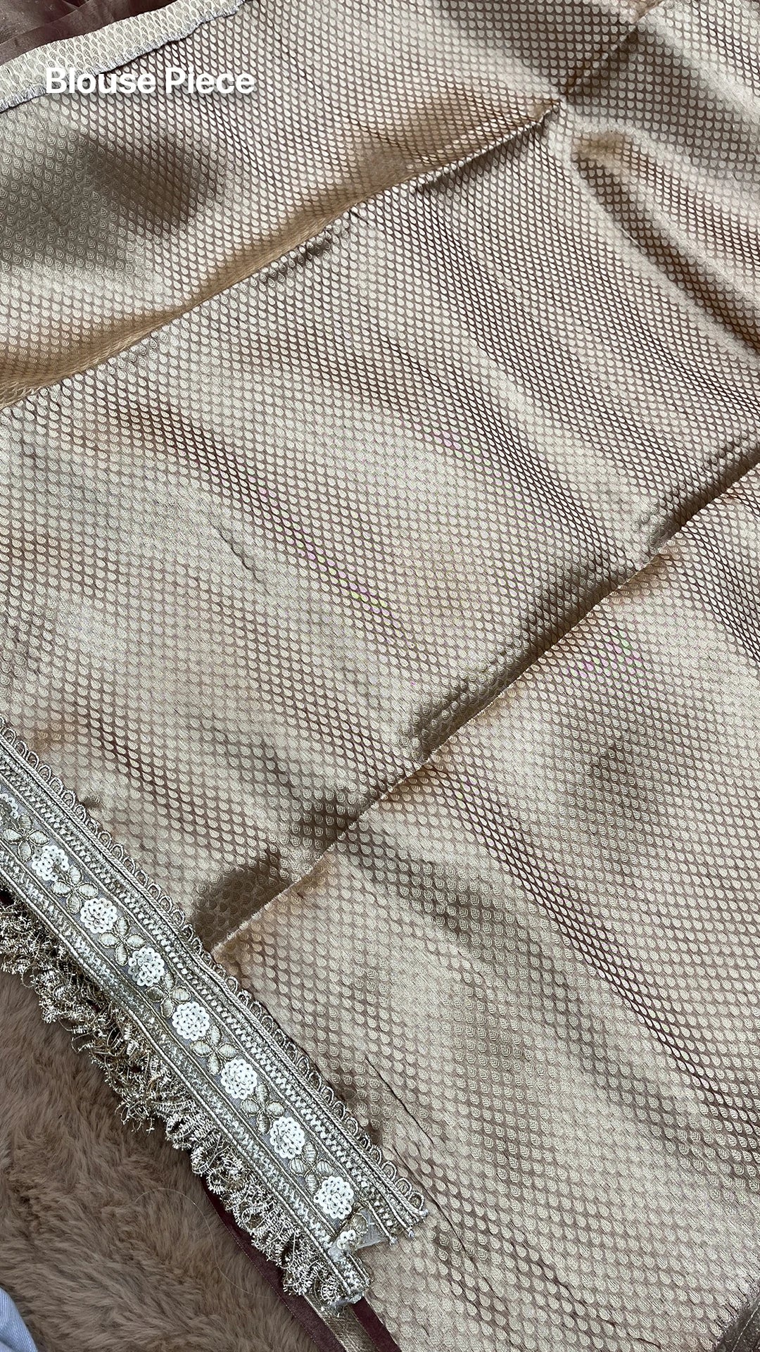 Light brown tissue silk pure Banarasi saree with lace border by The Weaveloom